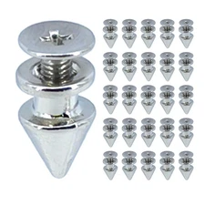 25 Sets 10x20mm Tree Cone Spikes Screwback Studs for Punk Clothing Bags