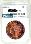 1897-S  Gem BU +  PL  Prooflike Morgan Dollar Rare Date Rainbow Toned PL