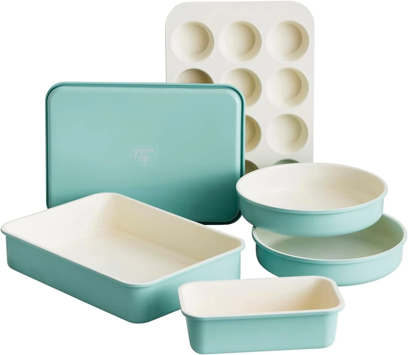 6 Piece Nonstick Bakeware Set Non-Toxic PFAS-Free Ceramic Oven Pans Dishwasher &
