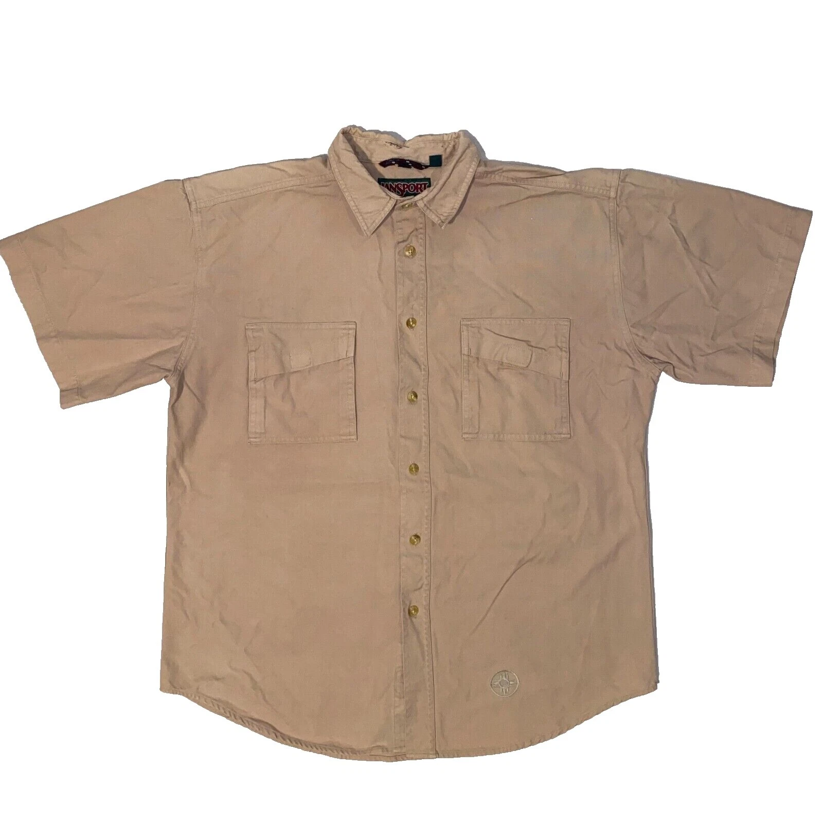 Botón Casual sólido algodón JanSport-Down Shirts for Men