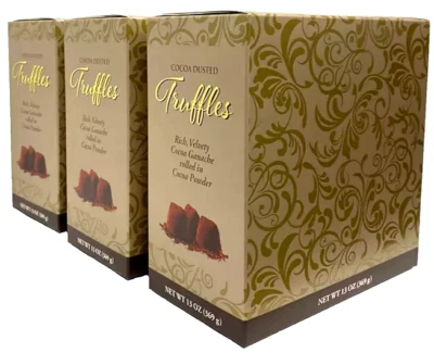Member's Mark Cocoa Dusted Truffles 3 gift boxes-13 oz, Total 39 oz