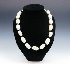 HeTian Jade Beads Necklace 25-35cm Flexible Length 2.2cm Beads Thickness 042222