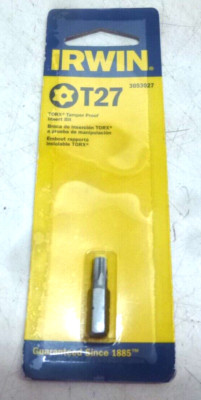 NEW IRWIN TR27, Tamper Resistant Torx(R), Insert Bit, 1/4 in Hex Shank,  3053027