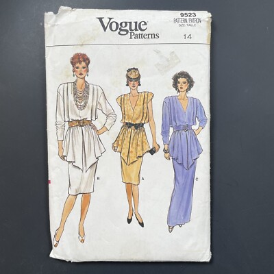 VTG Vogue Patterns Misses Top & Skirt Pattern #9523 Size 14 Uncut Factory Folded