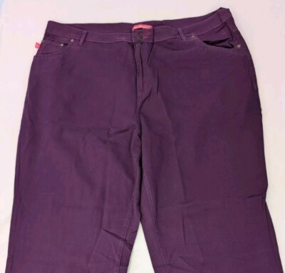 Woman Within Jeans 26W Tall Purple 5 Pocket Wide Leg New No Tags With Dye FLAWS 