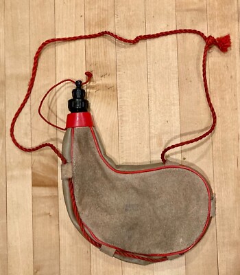 Vintage Suede Leather Water Wine Bladder Canteen Bota Bag 28 oz, 0.8 liter