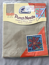Punch Needle Weavers Cloth Embroidery Fabric Lot of 2 14x18 Khaki Woven