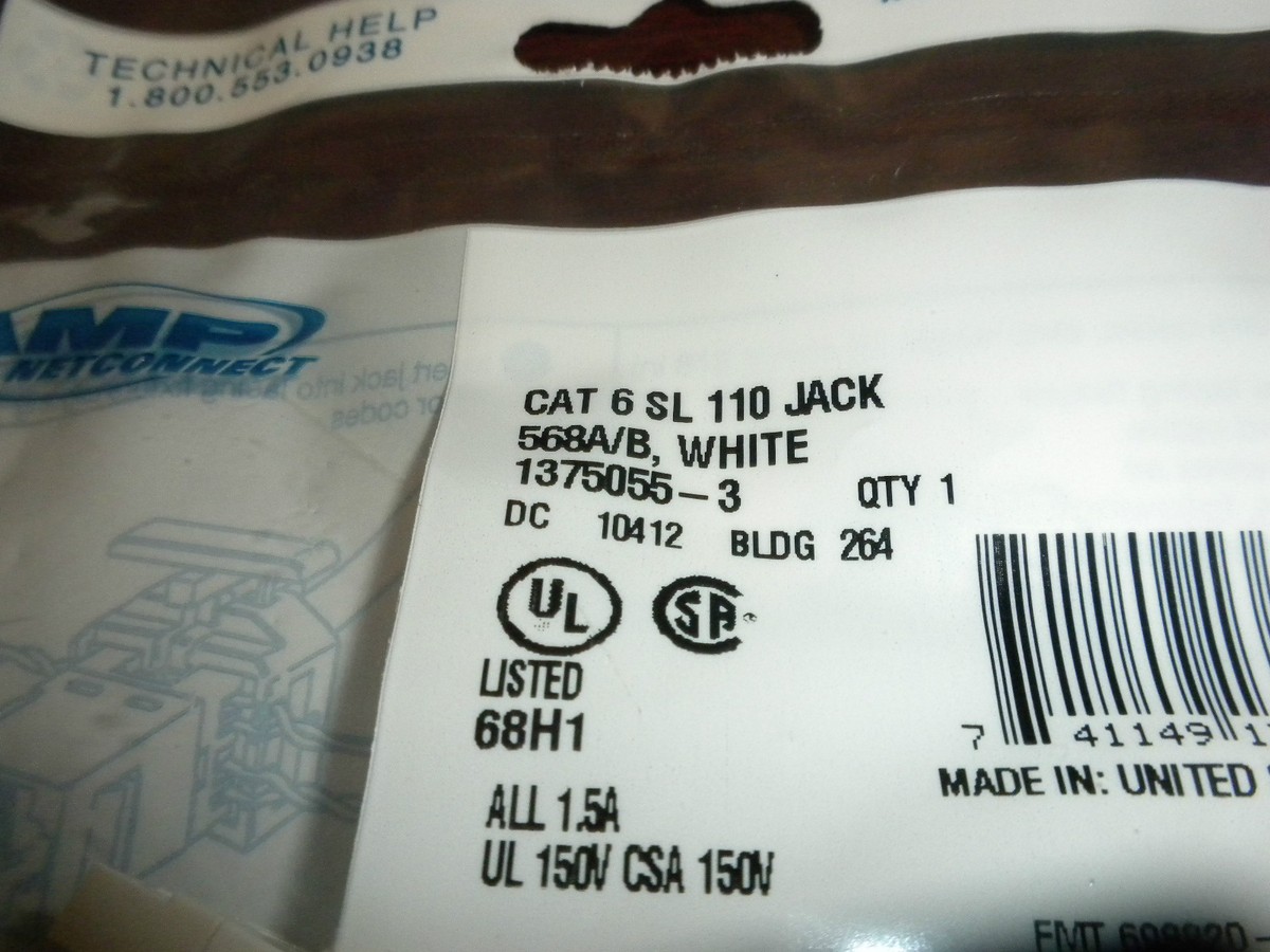 TYCO ELECTRONICS CAT 6 SL 110 JACK AMP NET CONNECT | eBay, image size:1200x900