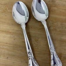 Set Of 2 Teaspoons Godinger GRAND MASTER Silverplate Flatware Vtg Replacement