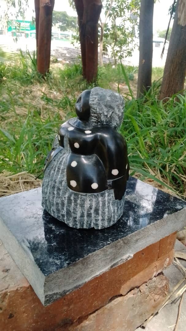 Fat Mama Abstract Sculpture, Shona Sculpture, Handcarved, Stone