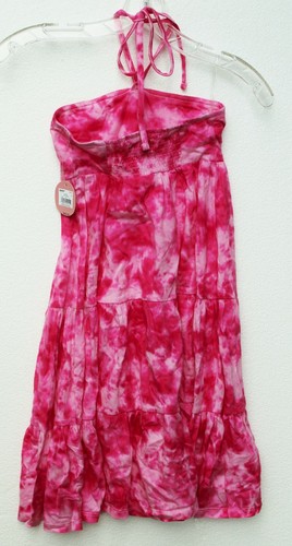 SO Girls Pink Tye Dye Knit Tiered Tube Halter Dress XS S Small - Picture 19 of 23