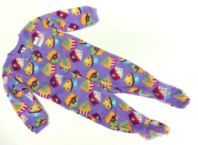 Schlafanzug Einteiler Füße Fleece 68/74 Winter USA Strampler warm Cupcake Muffin