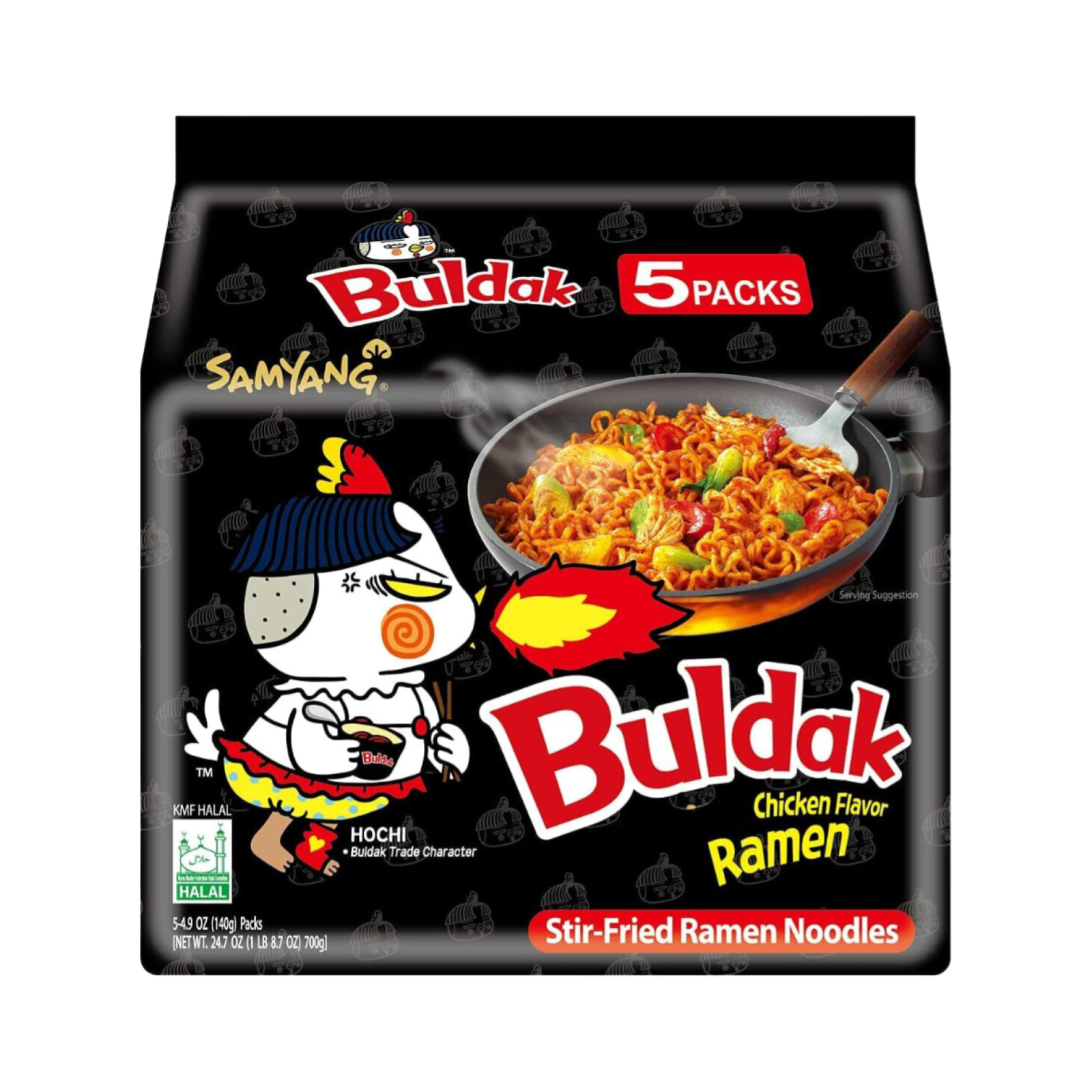Stir-Fried Ramen Buldak Samyang Ramen Fritto Gusto Pollo Piccante 5 x 140 g