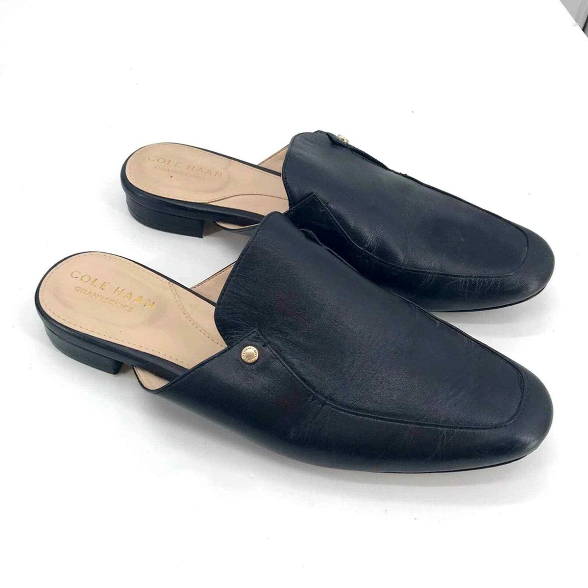 Cole Haan Grand Series Mule Womens 6.5 Black Slip On Manmade Flat