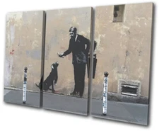Dog Man Urban Graffiti Banksy Street TREBLE CANVAS WALL ART Picture Print