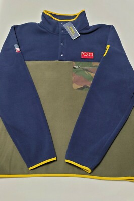 Ralph Lauren Polo Sport XXL USA Patch Camo Fleece Pullover RLPC67