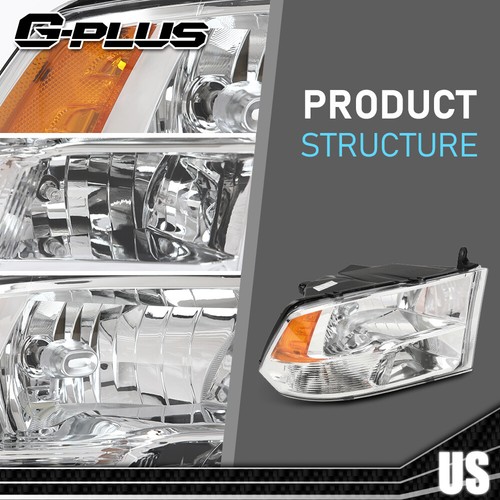 Amber Chrome Headlights RH Side w/ Bulb Fit For 09-18 Dodge Ram 1500 2500 3500 - Imagen 4 de 12