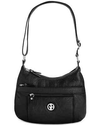 Giani Bernini Pebble Hobo Shoulder Bag Black Silver