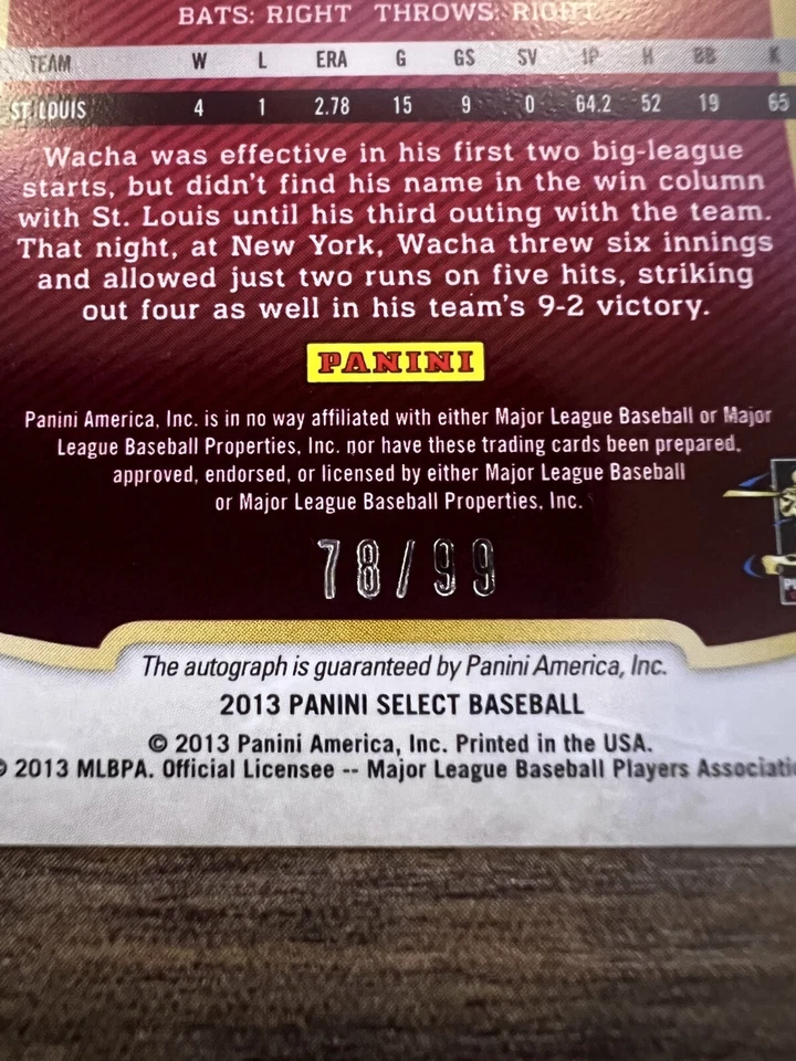 2013 Panini выбрать Майкл Вача RC авто белый /99 #236 - Изображение 2 из 3