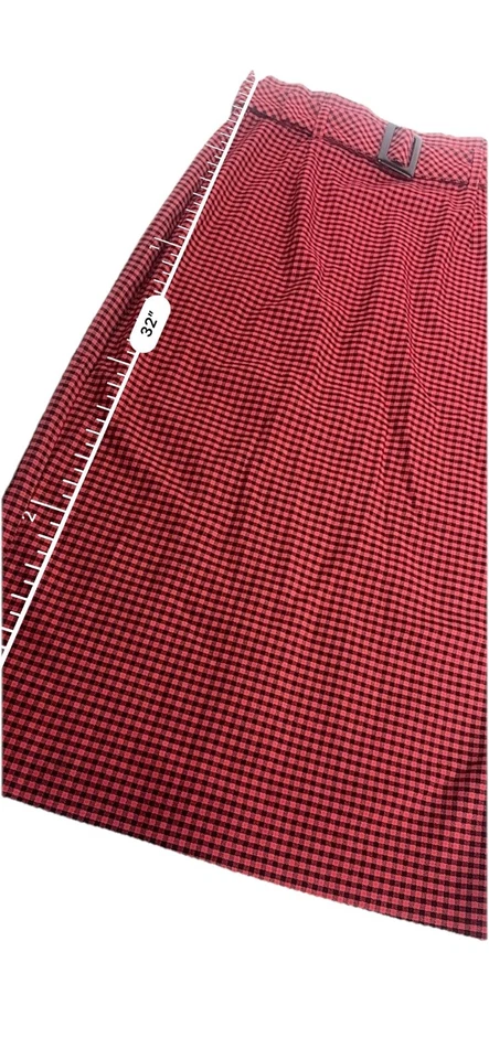 zara TRF высокая талия красный черный gingham клетку кнопка midi юбка размер S - Изображение 3 из 4