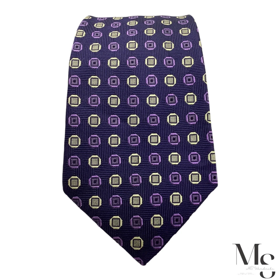  Corbata de seda geométrica púrpura THOMAS PINK hecha a mano en Inglaterra con: 3,5" EXCELENTE ESTADO Foto 3 de 4