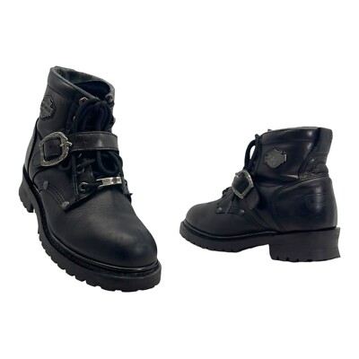 HARLEY DAVIDSON Womens 6 Leather Motorcycle Boots Combat  display picture 1