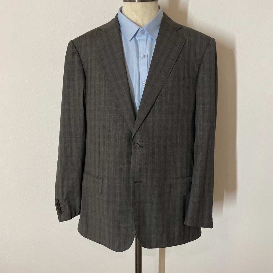 $2195 Pal Zileri US 42R Gris Cuadros Lana Extrafina Traje Pantalones Chaqueta 36W Italia Foto 2 de 4