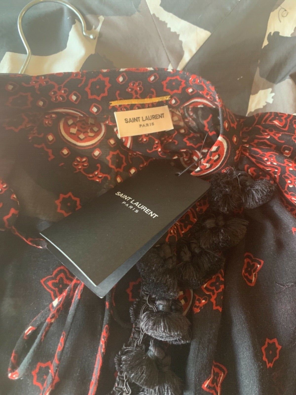 Camicetta oversize in lana di seta SAINT Laurent nuova con etichette M L $1295 immacolata