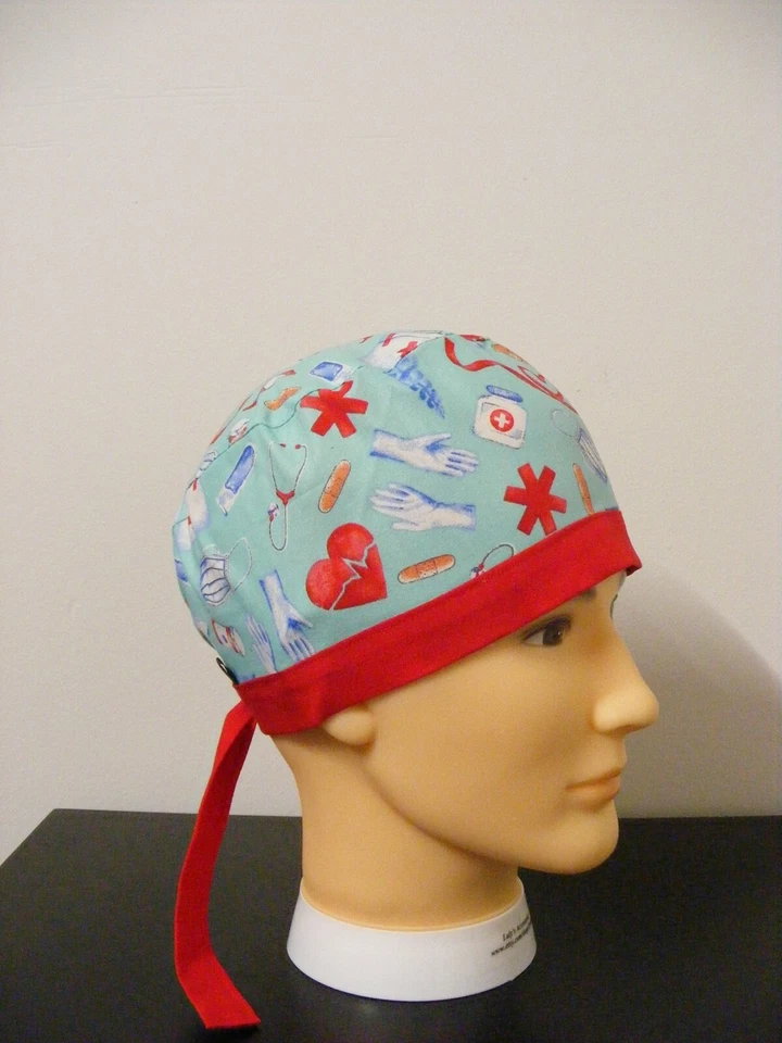 Scrub Surgical Cap Doctor Nurse Hospital Medical Print Handmade Ships Free - Image 2 of 4