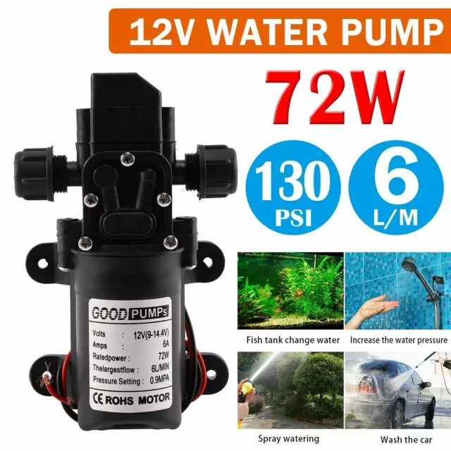 12V Water Pump 130PSI Self Priming Diaphragm High Pressure Automatic Switch