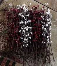 Set of 50 PEPPERMINT TWIST 7" 7 inch Pip Berry Garland Picks Craft Wedding Pips