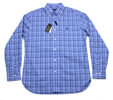 Polo Ralph Lauren Shirt Mens L 16.5 Blue Multi Check Custom Fit Stretch New