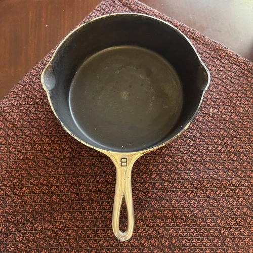 Griswold Cast Iron #8 Double Skillet/Chicken Fryer In Nickel Finish
