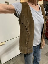 Vintage Sullivans of Albuquerque Leather Fringe Vest Open Front circa 70s
