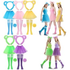 4 PCS Bear Costume include Bear Ears Headband Tail Tutu Skirt and socks for H...