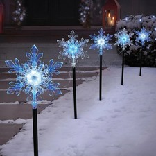 Member's Mark 5ct Snowflake Pathway LED Lights, 9' Lighted Length New