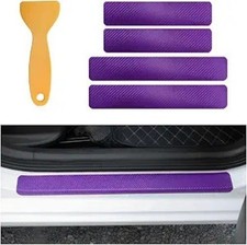 4 PCS Car Door Sill Protector, 3D Carbon Fiber Door Edge Threshold Wrap  Purple