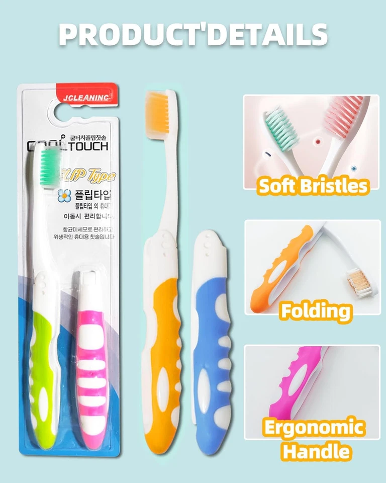 4 Spazzolini Da Viaggio Portatili Da Denti Pieghevoli Con Setole Morbide Spazzol - Immagine 3 di 4