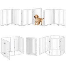 Folding No-Assembly Metal Pet Gate 120" Wide, 24" Extra Tall Dog Gate with Do...
