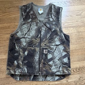 Carhartt Brush Camo Hunting Vest Large Tall LT Vintage Distressed