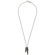 $210 Isabel Marant Collier Double Feather Silver Brushed Brass Necklace