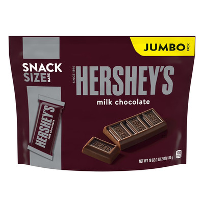 Hershey's Milk Chocolate Snack-Size Candy   Jumbo 18 oz PACK