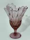 1960s FENTON ART GLASS PINK HANDKERCHIEF THUMBPRINT 9" VASE