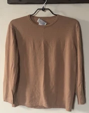 Vtg Saks Fifth Avenue Folio XL Camel Tan Extrafine Merino Wool Sweater Italy