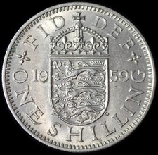 UK One Shilling 1959 Elizabeth II English Coin WCA 634