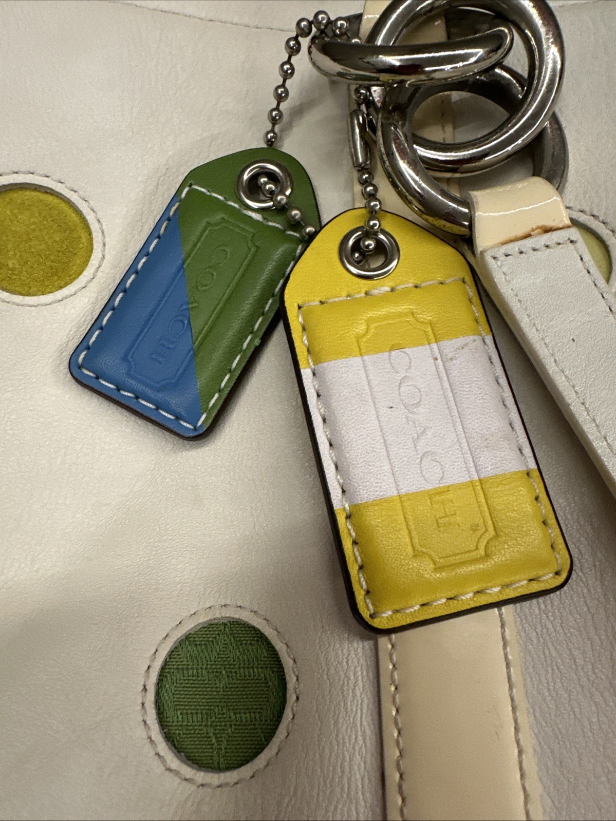 COACH 3678 Dot Gallery Tote Bag Ivory Multicolor Patent Leather Logo thumbnail 14