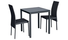 Lido Black Dining Table & 2 Black Chairs Modern Kitchen Furniture Set