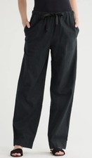 Vince Tie-Front Pull-On Pant Wide Leg Black Pants Size XL NWT