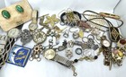 Estate Vintage Costume Jewelry Lot Gold Filled Watch Bracelets Earrings Sterling — photo 1