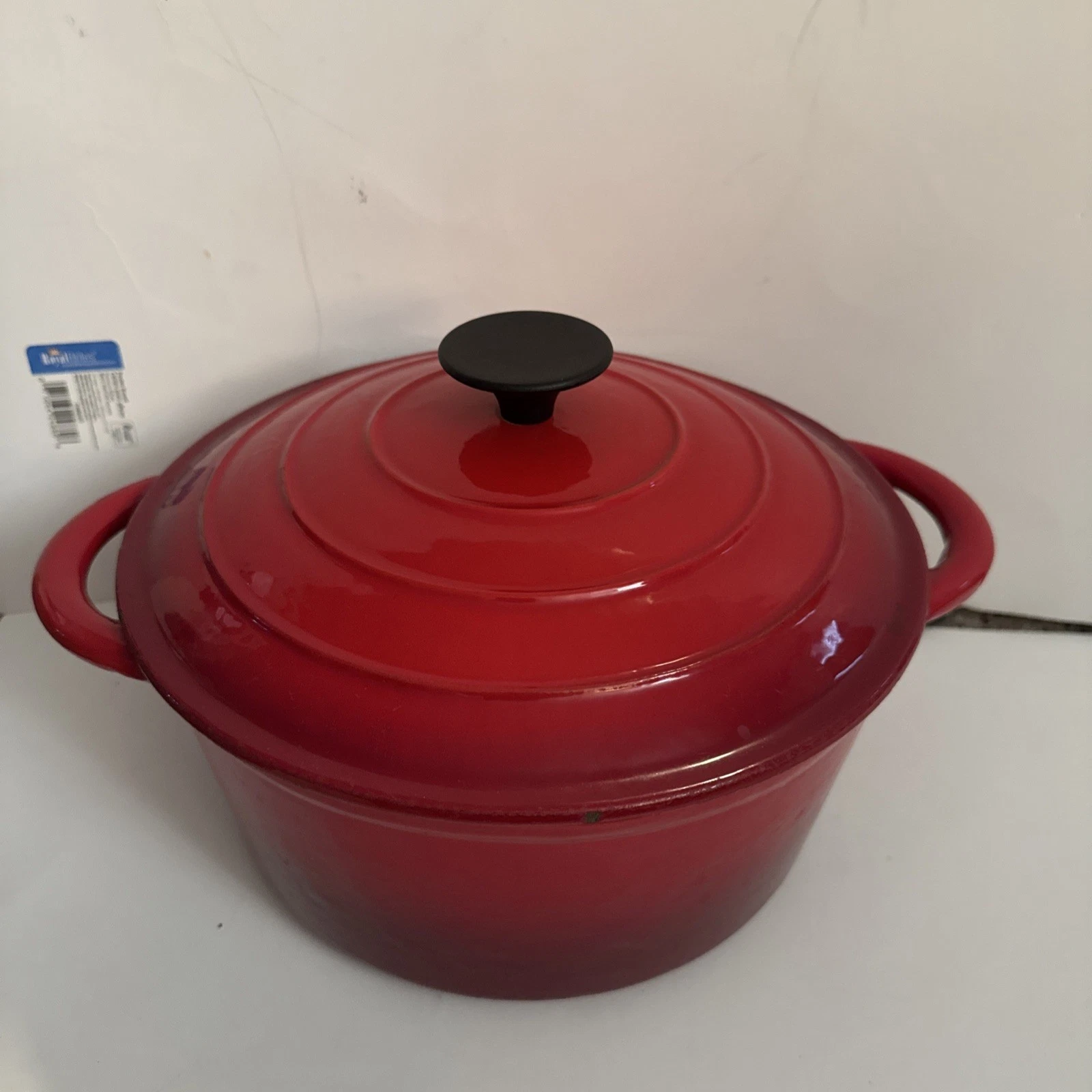 Cherry Red Dutch Oven Cast Iron Pot W/ Lid. See Pics!